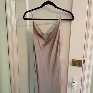 mauve silk slip dress